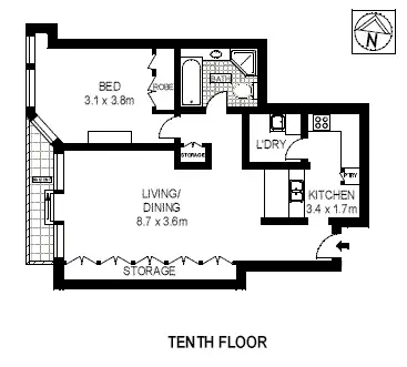 Floorplan of Homely apartment listing, 1001/127 Kent Street, Sydney NSW 2000