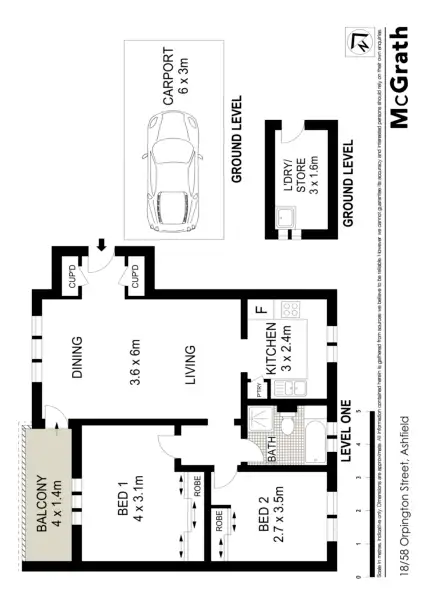 Floorplan of Homely apartment listing, 18/58 Orpington Street, Ashfield NSW 2131