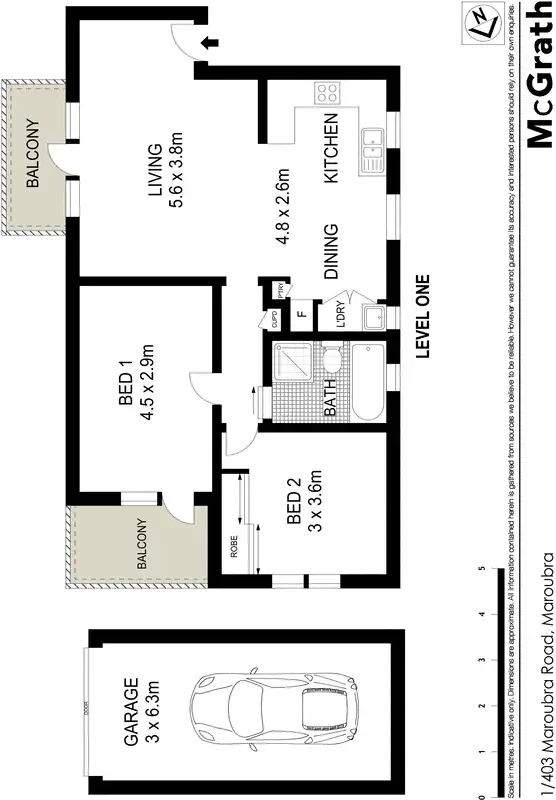 Floorplan of Homely apartment listing, 1/403 Maroubra Road, Maroubra NSW 2035