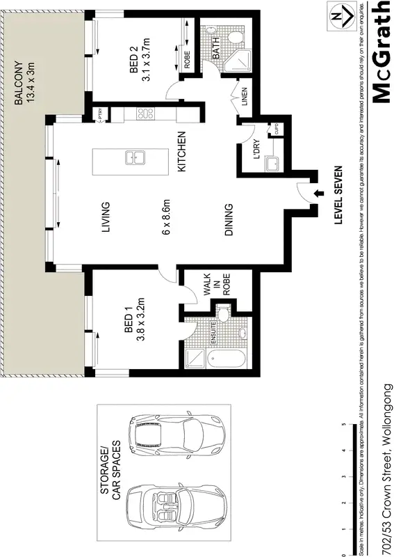 Floorplan of Homely apartment listing, 702/53 Crown Street, Wollongong NSW 2500