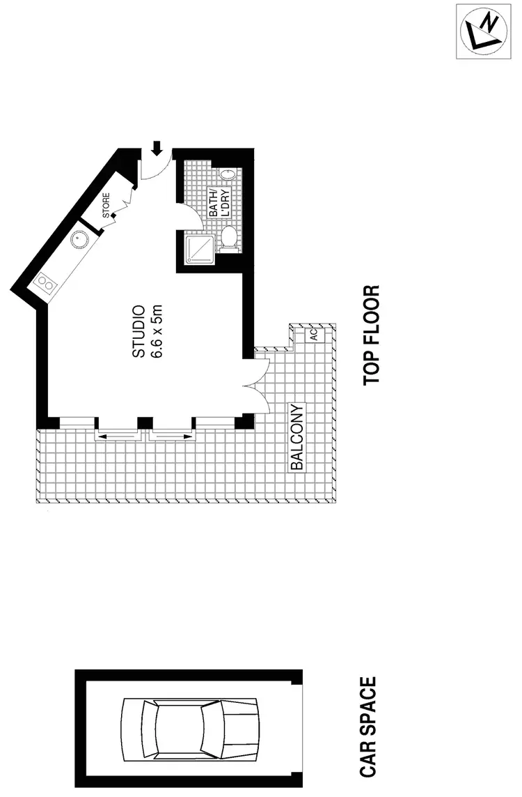 Floorplan of Homely studio listing, 40/14 O'Brien Street, Bondi Beach NSW 2026