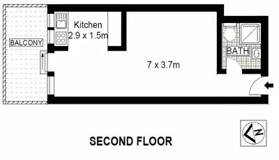 Floorplan of Homely studio listing, 12/38 Macpherson Street, Bronte NSW 2024