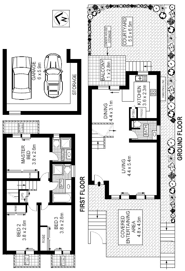 Floorplan of Homely townhouse listing, 3/67 Mount Street, Coogee NSW 2034