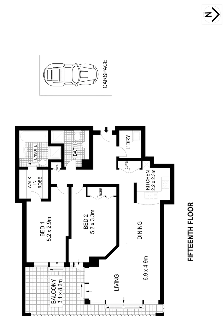 Floorplan of Homely apartment listing, 1508/183 Kent Street, Sydney NSW 2000