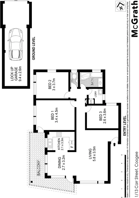 Floorplan of Homely apartment listing, 1/13 Carr Street, Coogee NSW 2034