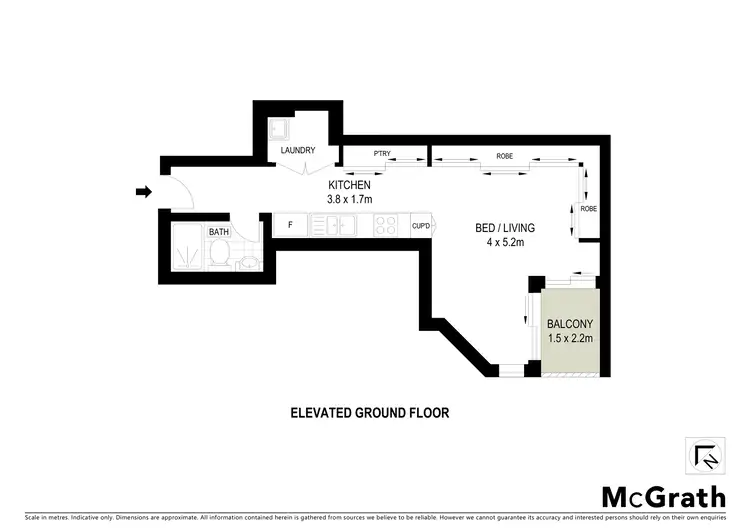 Floorplan of Homely studio listing, 9/236 Pacific Highway, Crows Nest NSW 2065