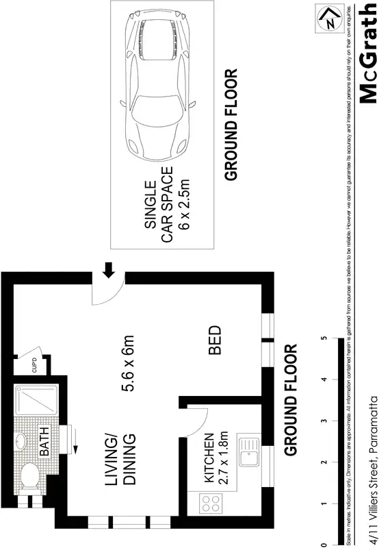 Floorplan of Homely studio listing, 4/11 Villiers Street, Parramatta NSW 2150