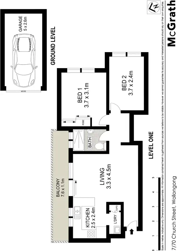 Floorplan of Homely apartment listing, 7/70 Church Street, Wollongong NSW 2500