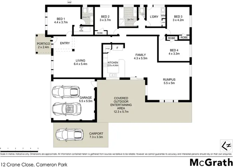 Floorplan of Homely house listing, 12 Crane Close, Cameron Park NSW 2285