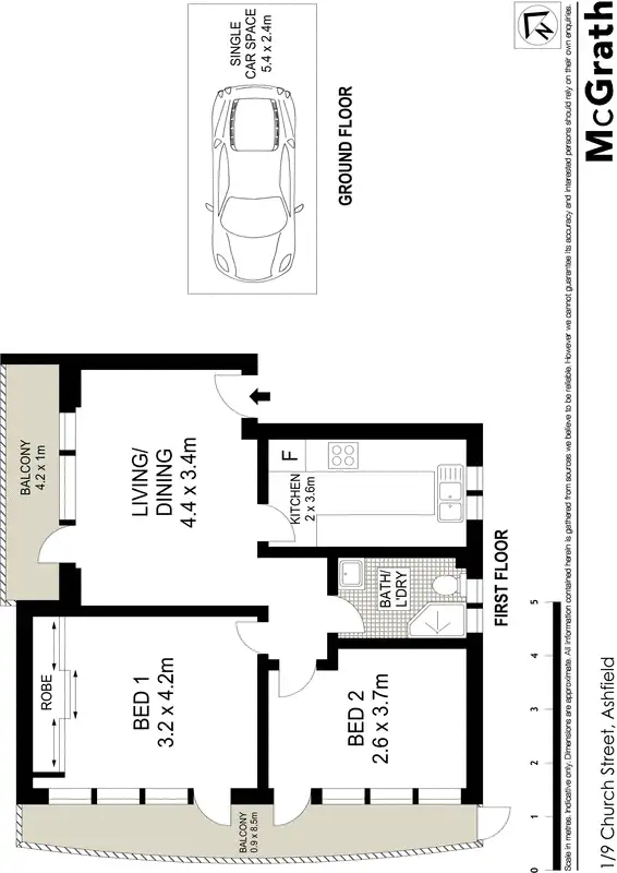 Floorplan of Homely apartment listing, 1/9 Church Street, Ashfield NSW 2131