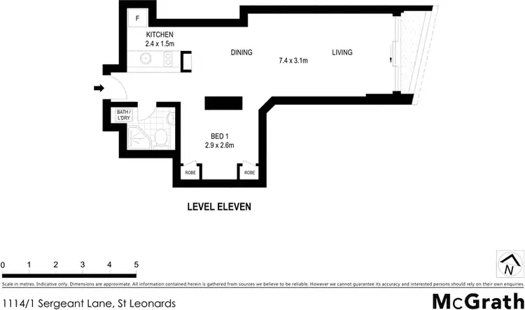 Floorplan of Homely studio listing, 1114/1 Sergeants Lane, St Leonards NSW 2065