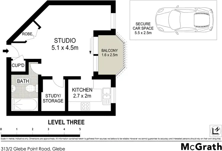 Floorplan of Homely studio listing, 313/2 Glebe Point Road, Glebe NSW 2037
