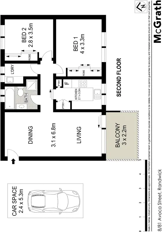 Floorplan of Homely apartment listing, 8/81 Avoca Street, Randwick NSW 2031