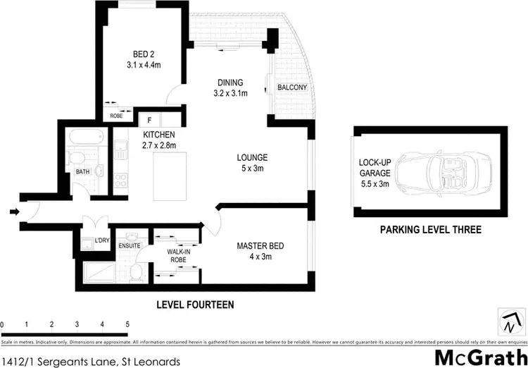 Floorplan of Homely apartment listing, 1412/1 Sergeants Lane, St Leonards NSW 2065