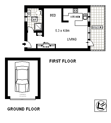 Floorplan of Homely studio listing, 2/30 Macpherson Street, Bronte NSW 2024