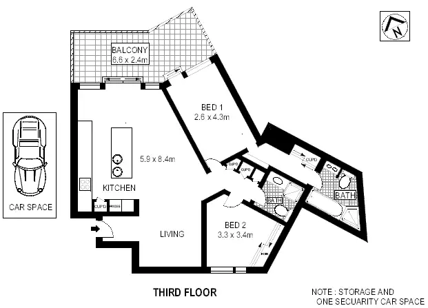 Floorplan of Homely apartment listing, 303/32 Refinery Drive, Pyrmont NSW 2009