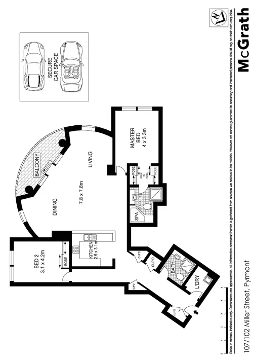 Floorplan of Homely apartment listing, 107/102 Miller Street, Pyrmont NSW 2009