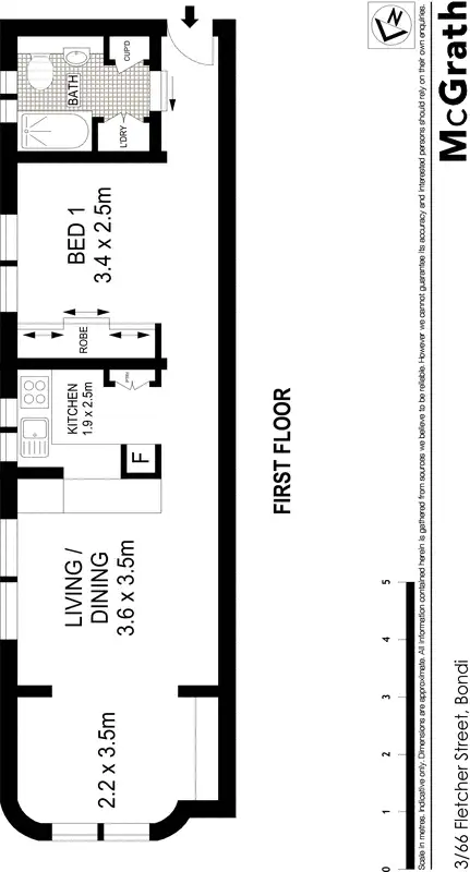 Floorplan of Homely apartment listing, 3/66 Fletcher Street, Bondi NSW 2026