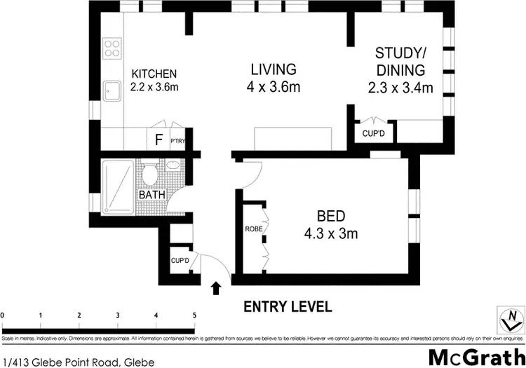 Floorplan of Homely apartment listing, 1/413 Glebe Point Road, Glebe NSW 2037