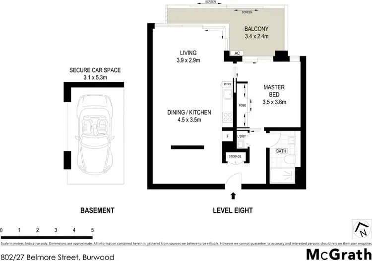 Floorplan of Homely apartment listing, 802/27 Belmore Street, Burwood NSW 2134