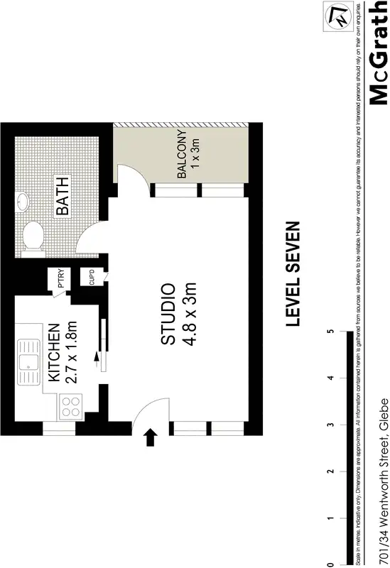 Floorplan of Homely studio listing, 701/34 Wentworth Street, Glebe NSW 2037