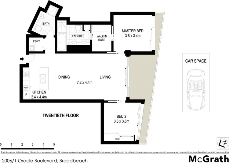 Floorplan of Homely apartment listing, 2007/1 Oracle Boulevard, Broadbeach QLD 4218