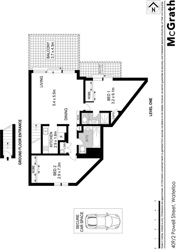 Floorplan of Homely apartment listing, 409/2 Powell Street, Waterloo NSW 2017