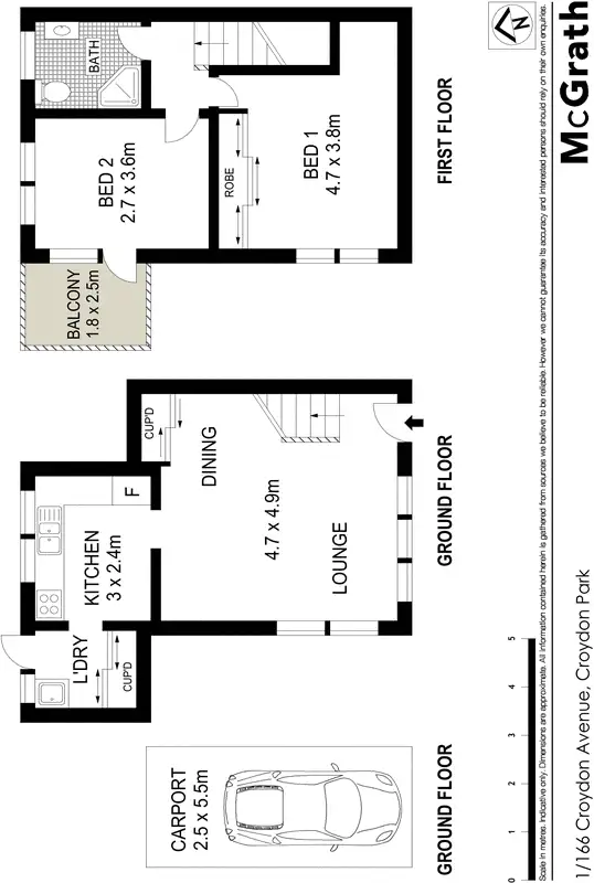Floorplan of Homely townhouse listing, 1/166 Croydon Avenue, Croydon Park NSW 2133