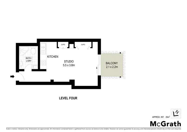 Floorplan of Homely studio listing, 416/243 Pyrmont Street, Pyrmont NSW 2009