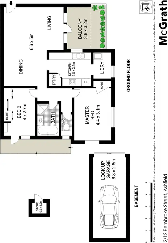 Floorplan of Homely apartment listing, 2/12 Pembroke Street, Ashfield NSW 2131