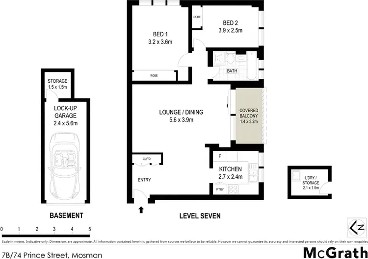 Floorplan of Homely apartment listing, 7B/74 Prince Street, Mosman NSW 2088