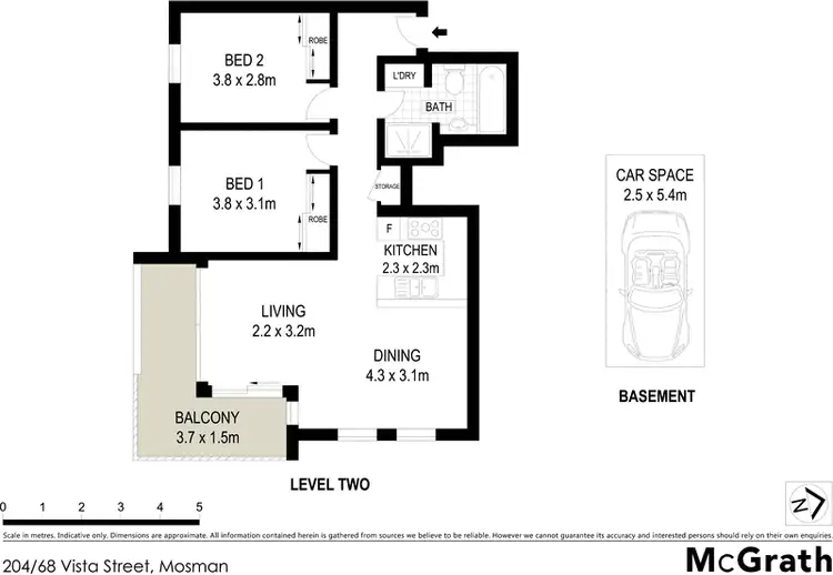 Floorplan of Homely apartment listing, 204/68 Vista Street, Mosman NSW 2088