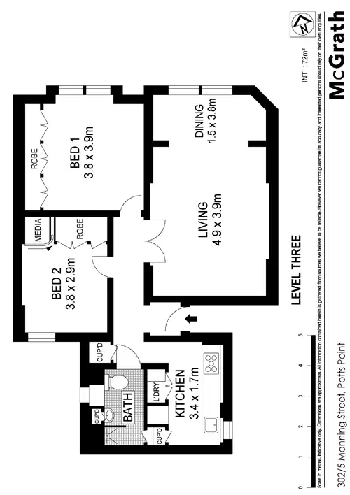 Floorplan of Homely apartment listing, 302/5 Manning Street, Potts Point NSW 2011