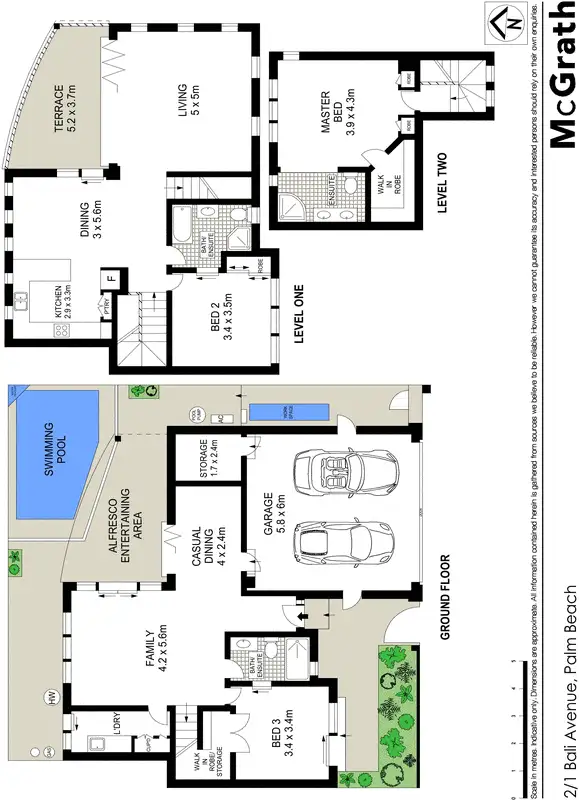 Floorplan of Homely semi-detached listing, 2/57 Third Avenue, Palm Beach QLD 4221