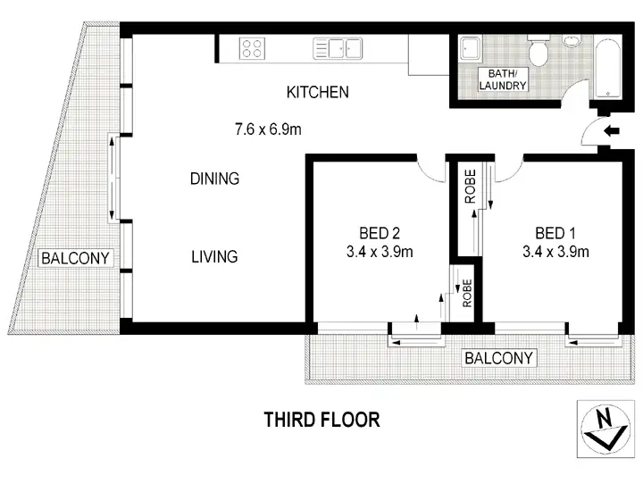 Floorplan of Homely apartment listing, C5/147 McEvoy Street, Alexandria NSW 2015