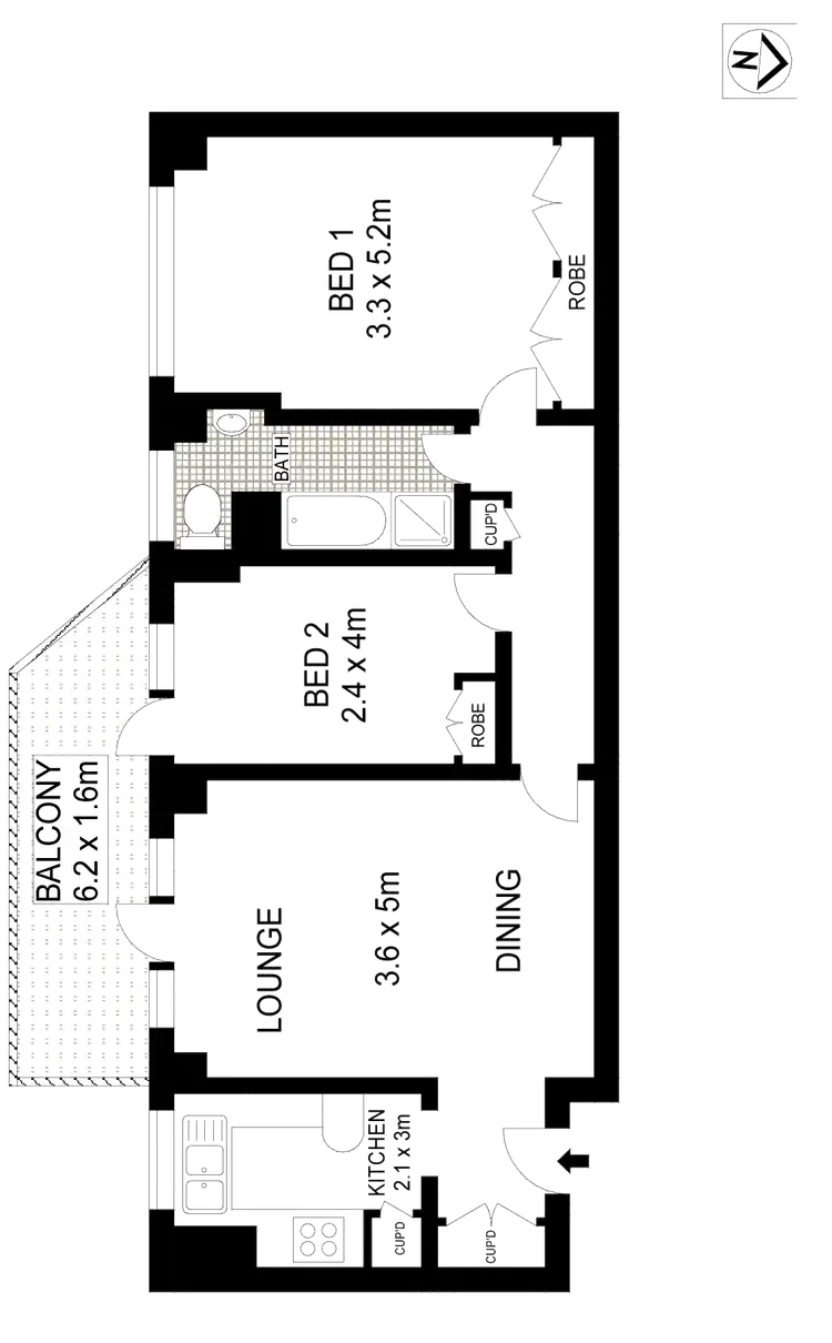 Floorplan of Homely apartment listing, 75/11 Sutherland Crescent, Darling Point NSW 2027