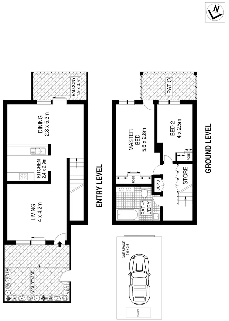 Floorplan of Homely townhouse listing, 1/74 Kellick Street, Waterloo NSW 2017
