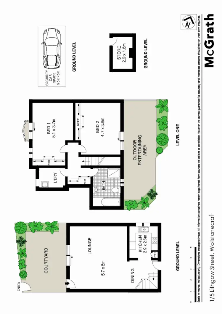Floorplan of Homely townhouse listing, 1/5 Lithgow Street, Wollstonecraft NSW 2065