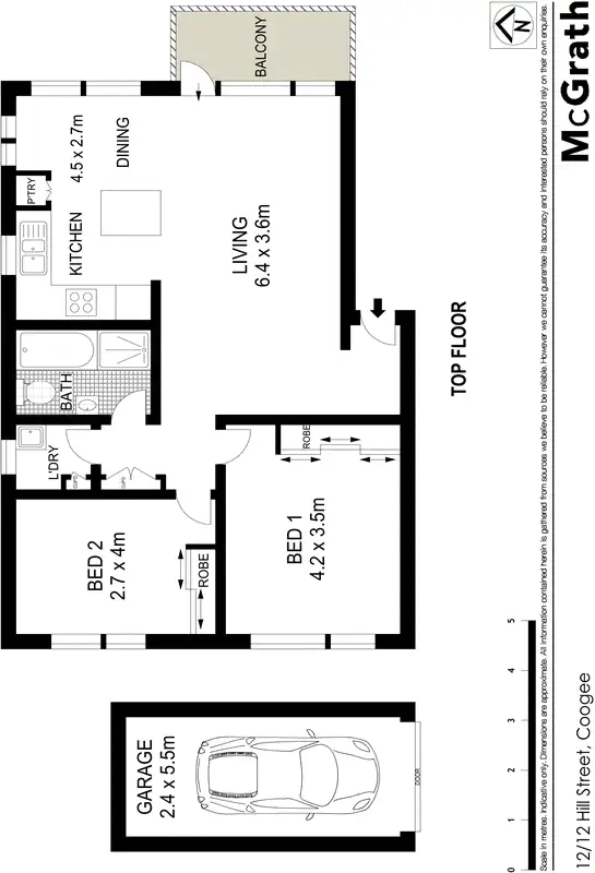 Floorplan of Homely apartment listing, 12/12 Hill Street, Coogee NSW 2034