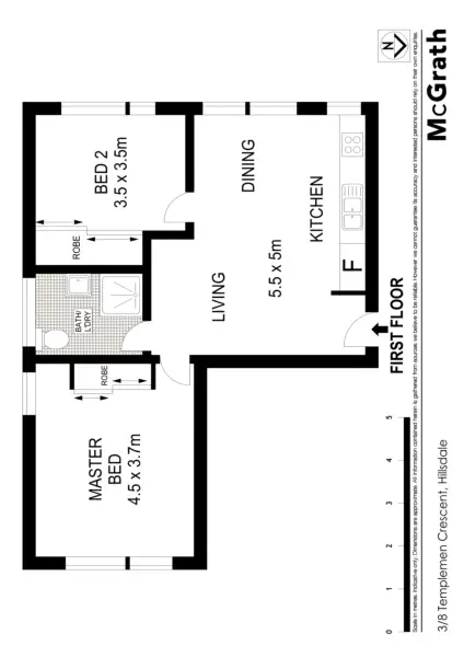 Floorplan of Homely apartment listing, 3/8 Templeman Crescent, Hillsdale NSW 2036