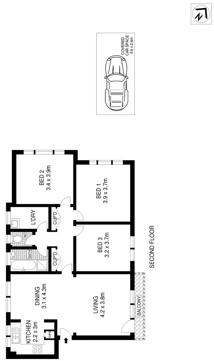 Floorplan of Homely apartment listing, 3/7 Hereward Street, Maroubra NSW 2035