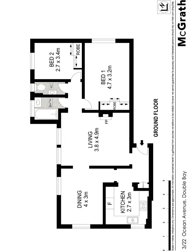 Floorplan of Homely apartment listing, 3/22 Ocean Avenue, Double Bay NSW 2028