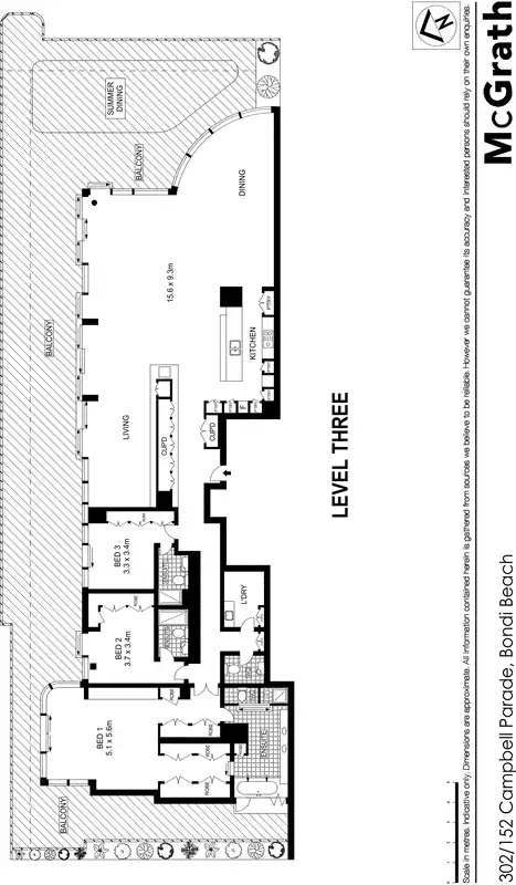 Floorplan of Homely apartment listing, 302/152 Campbell Parade, Bondi Beach NSW 2026