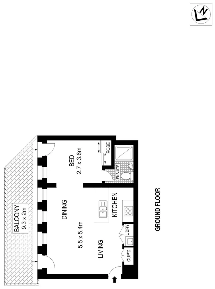 Floorplan of Homely studio listing, G03/2A Hereford Street, Glebe NSW 2037