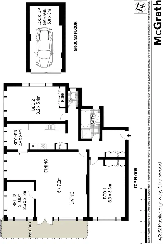 Floorplan of Homely apartment listing, 14/832 Pacific Highway, Chatswood NSW 2067