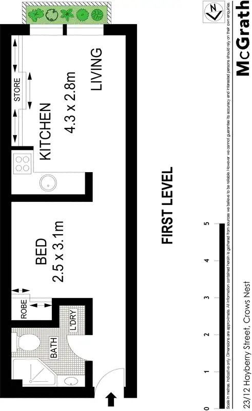 Floorplan of Homely studio listing, 23/12 Hayberry Street, Crows Nest NSW 2065