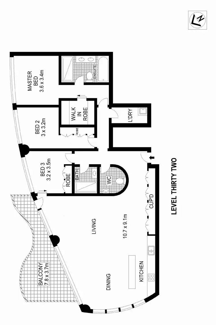 Floorplan of Homely apartment listing, 3201/129 Harrington Street, Sydney NSW 2000