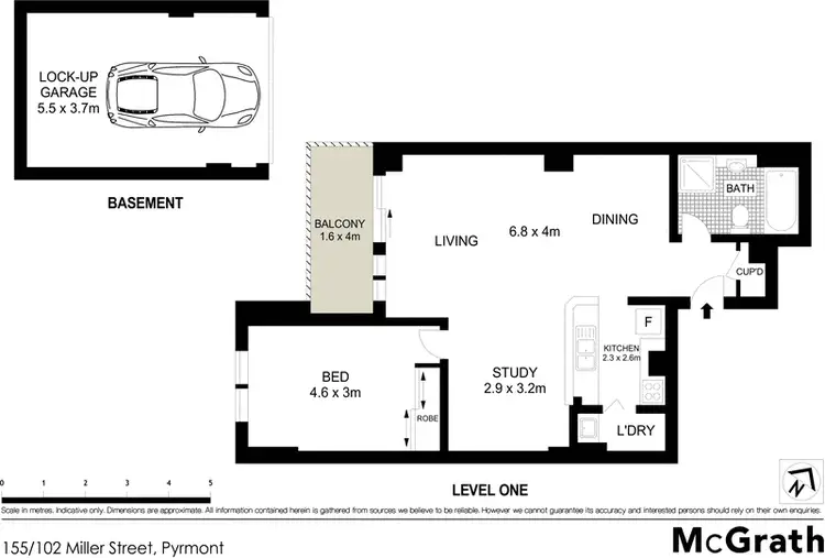 Floorplan of Homely apartment listing, 155/102 Miller Street, Pyrmont NSW 2009
