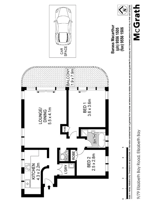 Floorplan of Homely apartment listing, 9/79 Elizabeth Bay Road, Elizabeth Bay NSW 2011