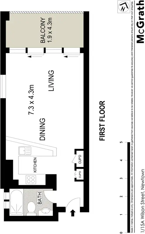 Floorplan of Homely studio listing, 1/15A Wilson Street, Newtown NSW 2042